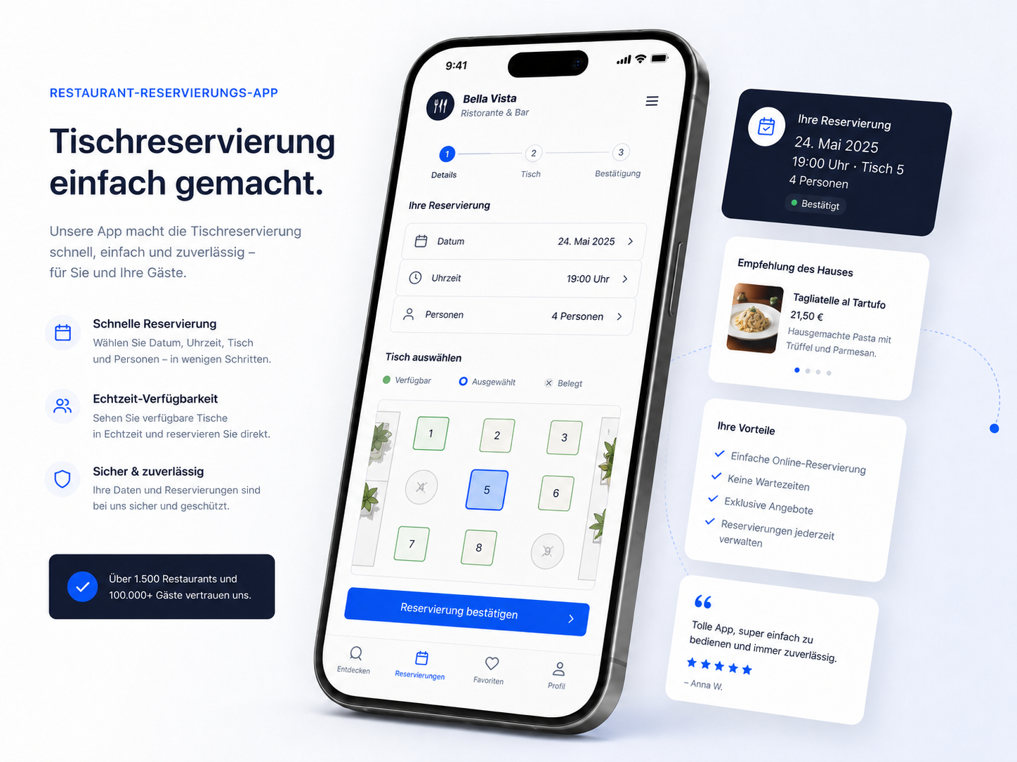 Restaurant-Reservierungs-App Demo Vorschau